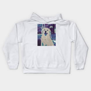 Black Labrador Dog Retro Kids Hoodie